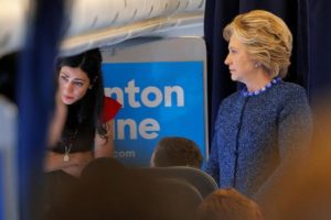 Image surfaces of Huma Abedin crying on plane as Clinton Campaign finds out the FBI has re-opened the email investigation.